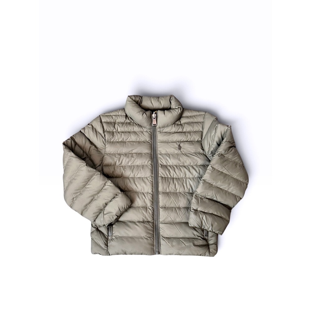 Polo Ralph Lauren Boys Olive Green Quilted Puffer Jacket Pony Logo Size 5 NEW